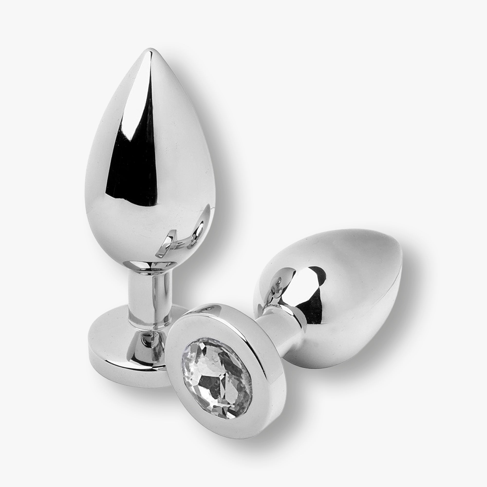 Anal Plug stainless steel small Diamond Transparent  Metal Hard   Sexescase